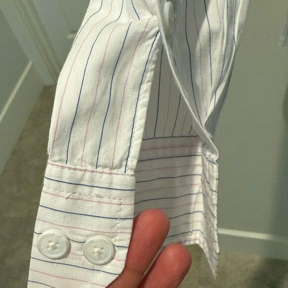 Zadig & Voltaire Tais Raye White Shirt with Blue and Pink Stripes I Love You S - Picture 5 of 14